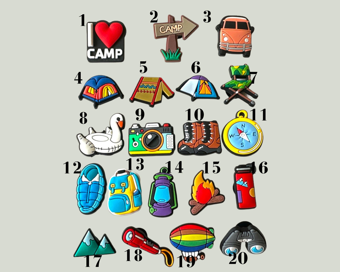 Camping Shoe Charms