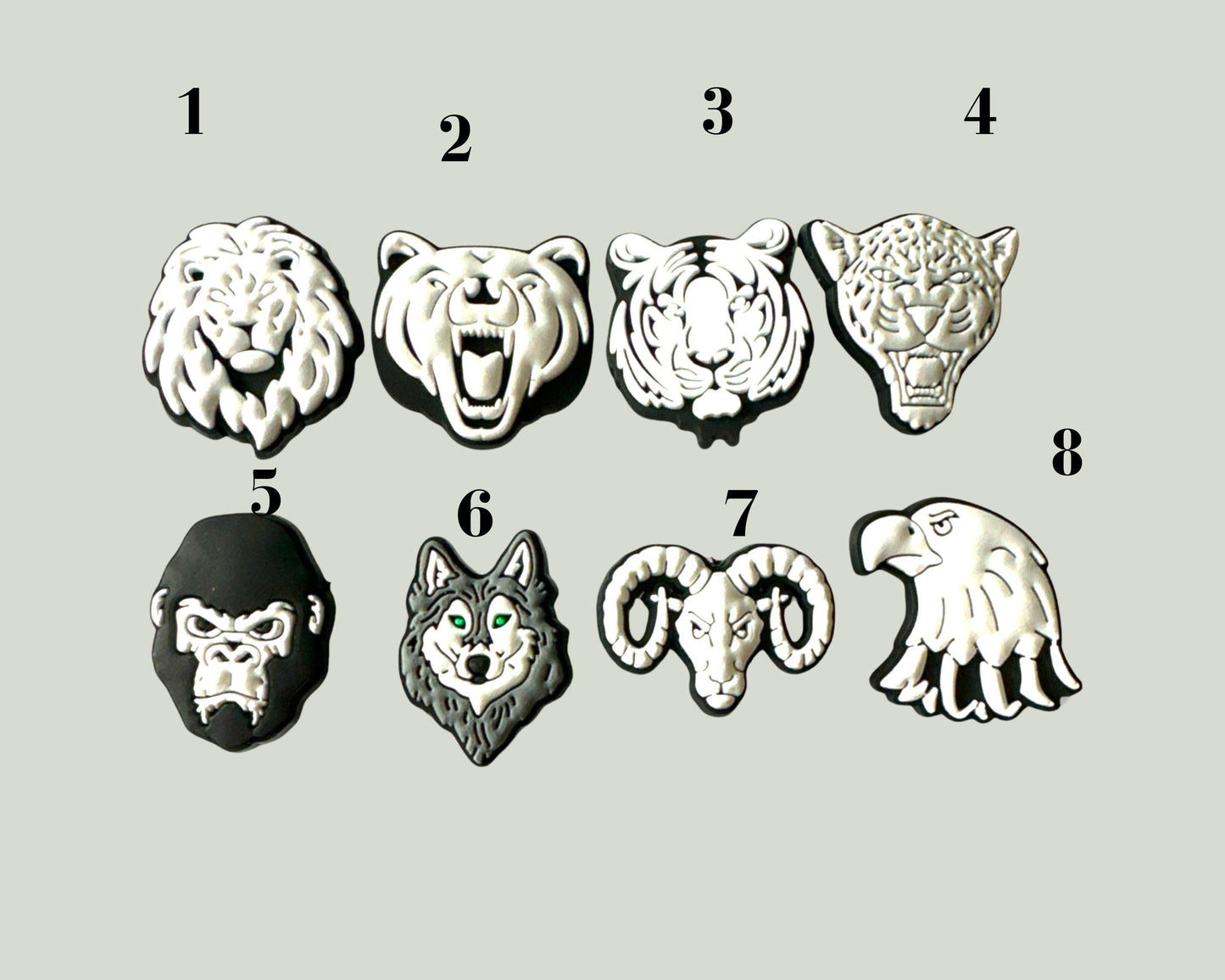 Black and White Animals Shoe Charms