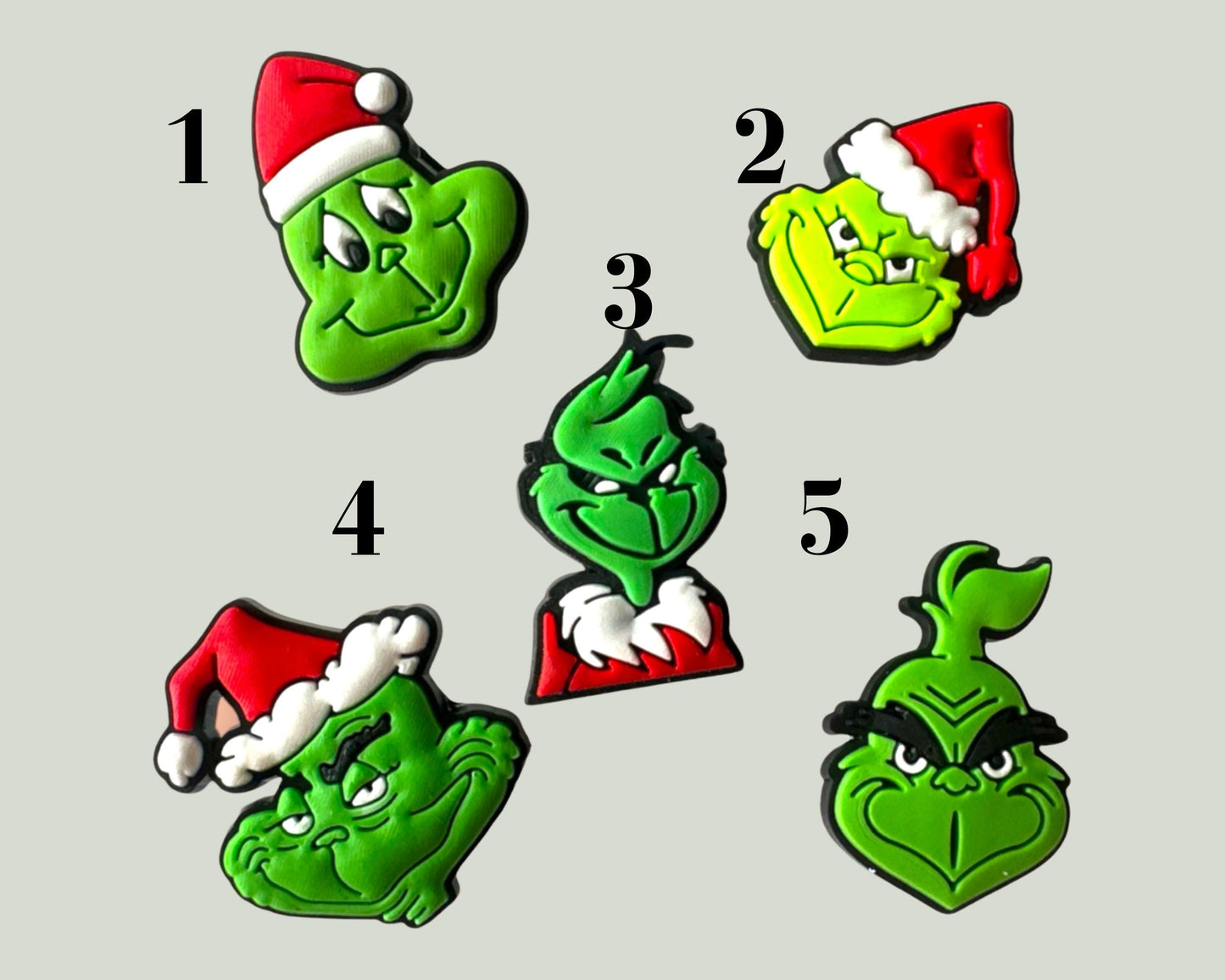 Grinch Faces Shoe Charms