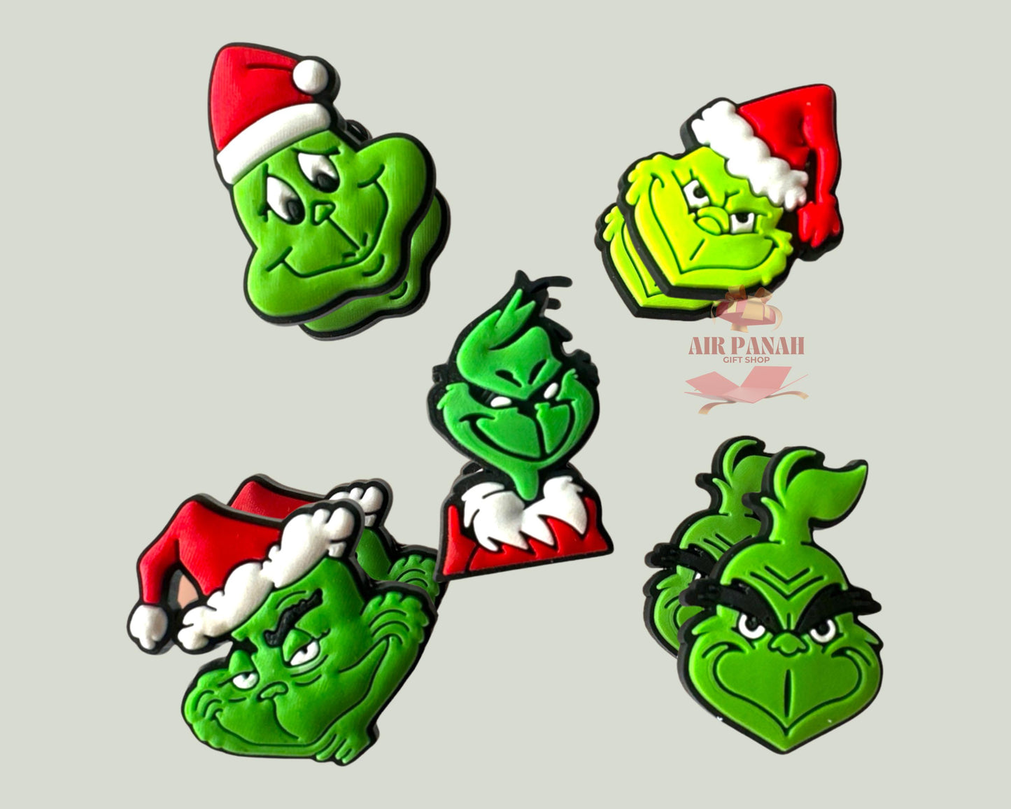 Grinch Faces Shoe Charms